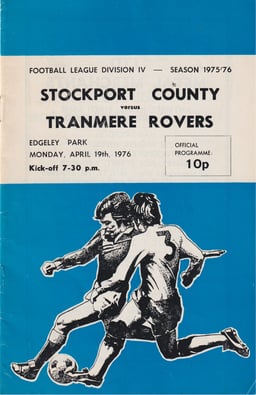 Stockport County v Tranmere Rovers Match Programme 1976-04-19